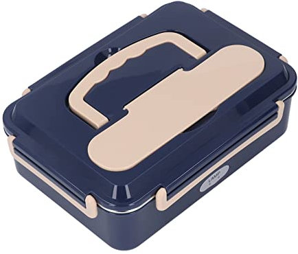 UPQRSG Scaldavivande Elettrico, Scaldavivande Riscaldato per Freschezza di Lunga Durata in Acciaio Inossidabile 304 con Forchetta e Cucchiaio, Scaldavivande Riscaldato per Ufficio Camion(220V-UE)