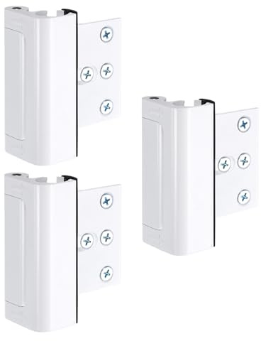sourcing map 3 Pack Home Security Door Lock, Door Reinforcement Lock 3 Inch Stop Withstand 800lbs, Front Door Kick in Security Protector for Inward Swinging Door, White