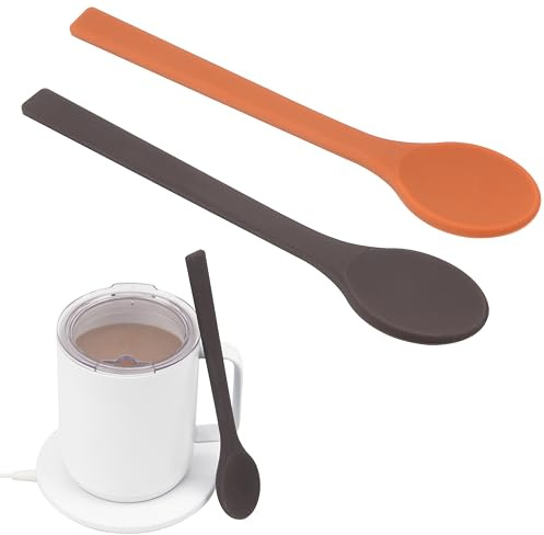 KIICII 2PCs Silicone Stirring Spoons for Coffee Tea | 6.85-Inch Coffee&Espresso Spoons | Reusable Coffee Stirrers | Coffee Accessory | Dishwasher Safe