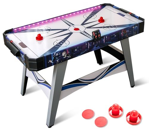 Giantex 54 Air Hockey Table - Arcade Hockey Table Gaming Set w/LED Electronic Scoring & Lights, 2 Pucks, 2 Pushers, Powerful 12V Motor, Air Hockey Game Table for Kids Adults, Game Room, Home, Office