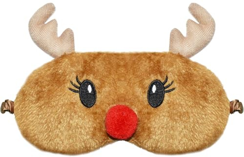 Weihnachten Rentier Augenmaske für Kinder und Erwachsene - Schlafmaske für Reisen und Nickerchen (B)