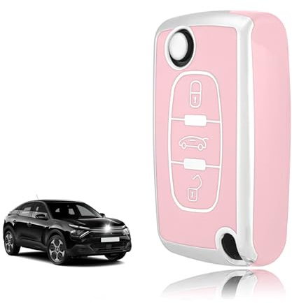 TOOMUME Funda Llave Coche para Peugeot 207 308 CC SW Partner Citroen C3 C4 | Silicona Suave, Antigolpes, Anticaídas, Antiarañazos, Carcasa Protectora Llave para 407 Expert C5 Picasso Berlingo Fiat Scudo