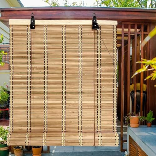Handgewebte Verdunkelungsrollos aus natürlichem Bambus, für Fenster, UV-Schutz, römische Fensterschattierungen für Garten, Terrasse, Veranda, handgewebte Bambusvorhänge für Innenhof