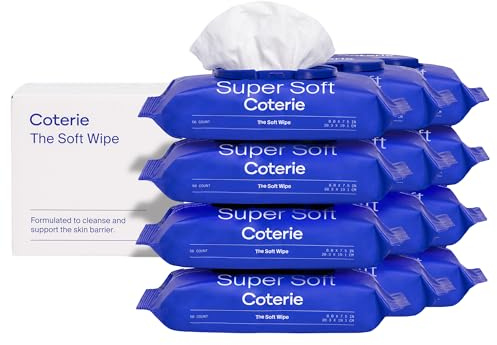Coterie Clean Gentle Baby Essentials Soft Wipes for Sensitive Skin, Cotton, Vegetable Fibres and Plastic-Free, Hypoallergenic, Pack of 12