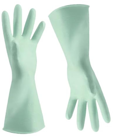 Peysaitr 3 Pair Medium Rubber Kitchen Washing Up Gloves,Reusable Household Cleaning Gloves,Kitchen Cleaning/Working/Painting/Gardening/Pet Care(Green, M)