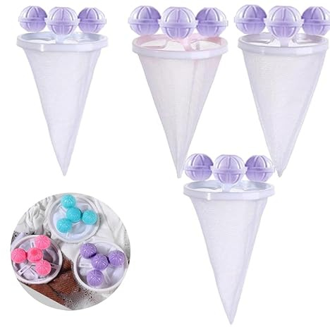 TUTINGKE Filterbeutel Waschmaschine Haarentferner, 4 Stück Floating Hair Filtering Mesh Removal, Tierhaarentferner Waschmaschine, Wiederverwendbarer Haarfilter Netz Beutel