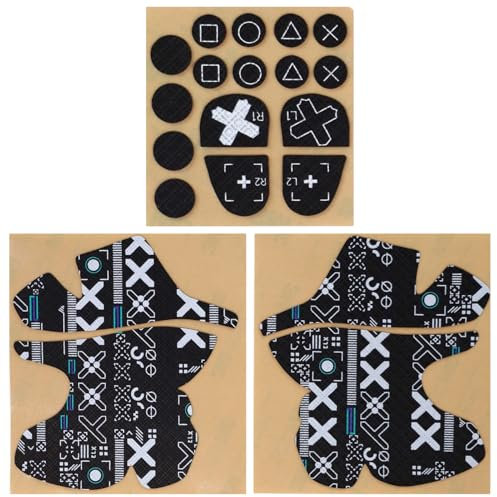Grip Sticker für PS5 Edge Wireless Controller, PS5 Controller Hülle Schwarzer Druck, Anti-Rutsch Schweißabsorbierend, Professionelle Strukturierte Gummipads, Griffpolster Aufkleber für PS-5