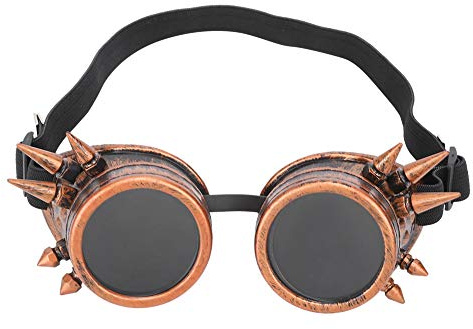 POENVFPO Vintage Spiked Steampunk Goggles Verstellbare Windschutz Sonnenbrille mit Abnehmbarem Objektiv Hochelastischer Riemen für Dekorationsparty Outdoor -Radfahren Unisex Erwachsene (Kupferfarbe)