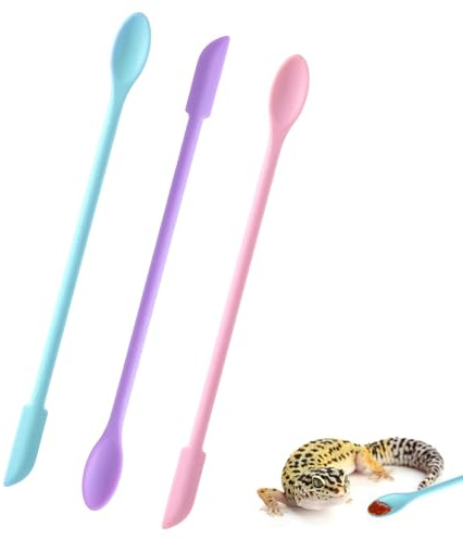 ValueBargain 3Pcs Reptile Spoon, Reptile Dust Fruit Mixing Stirring Food Long Handle Feeding Tool Fit Crested Gecko Gargoyle Bearded Dragon