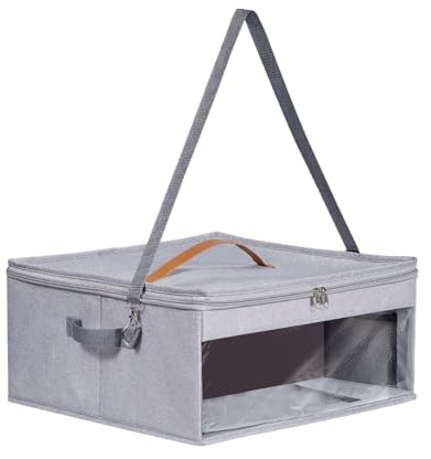 Reise-Hutbox, Hutkoffer, 42 x 42 x 20 cm, große Kapazität, Kopfbedeckungs-Organizer mit Reißverschluss und doppeltem bequemem Griff, ideal für Männer, Frauen, Familie, Freunde, Grau