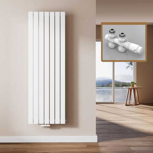 EMKE Design Heizkörper Flach mit Multiblock 1600x538 mm Vertikal Flachheizkörper mit Mittelanschluss, Einlagig Weiß Paneelheizkörper Wandheizkörper für Bad, Schlafzimmer & Wohnzimmer, 877W