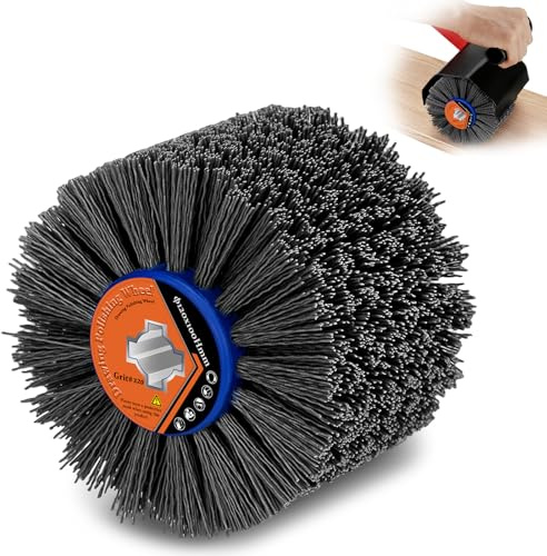 Spazzole in nylon, grana 320, spazzole abrasive, 120 x 100 mm, spazzola per la lavorazione del legno, spazzola per rasatura, spazzola per setole, ruota estrattore, spazzola per legno (nero)
