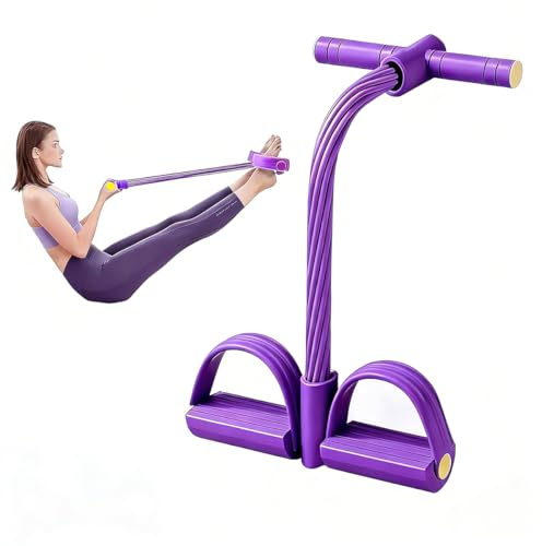 Ruayia Bauchtrainer, Pedal Zugseil Körper, Sit-Up Trainingsgeräte Bodybuilding Expander, 6 Tubes Gummi Elastische Zugseil, Bauchtrainer für Zuhause, Yoga, Fitness