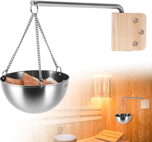 Schüssel Sauna, 350 ML Edelstahl Sauna Schüssel mit Zubehör, Sauna Verdampferschale Hängend ätherische Öl Schüssel Sauna Zubehör für Sauna Und Spa Aufguss