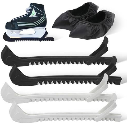 Msauifncp 6 Pcs Set Protege Lame Patin a Glace Housse de Protection pour Patins avec 1Pr Chauss Elast 2Pr Protecteurs de Patins Réglables Diff Tailles pour Patins Hockey et Patinage Artistique