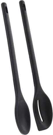 Gatuida Cuillère de Cuisine Silicone Multi-fonction avec Fentes Légère et Résistante pour Mélanger et Servir de Noir Compatible avec Poêles Antiadhésives Réutilisable