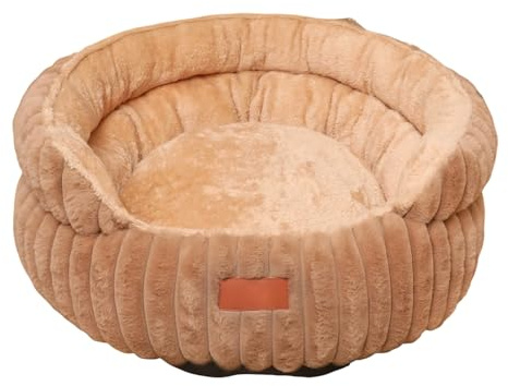 Mateju Hundebett Flauschig Donut, Runden Plüsch Haustierbett Katzenbett Flauschig Weiche Warme Hundekissen mit rutschfest Unterseite Katzenkissen für Mittelgroße Kleine (Kamelfarbe,70cm)