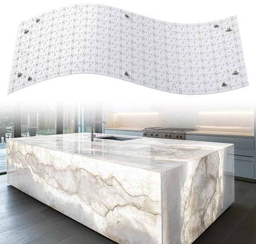 Lichaser 8 Pack LED Backlight Sheet White 6000K 24V 36W, Dimmable LED Panel Sheet Compatible with Alexa, Flexible Backlit Light Remote & APP Control, 19.7X9.7 Inch for Marble, Onyx, Quartz Countertop