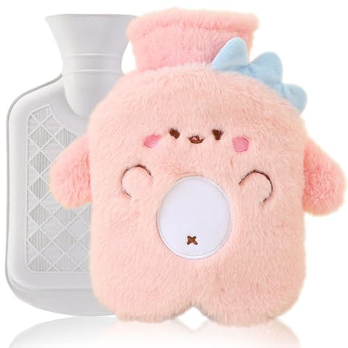KIRZAX Bolsa de Agua Caliente Unicorno con Funda Peluche, 500ml extraíble lavable, Calentamano Niños, Tratamiento Dolores & Fiebre (Estómago/Espalda)