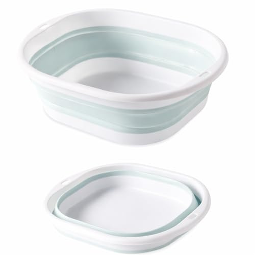 Lafefe Thickened Collapsible Washing Up Bowl, Portable Folding Wash Basin with Handles, Space Saving Camping Sink Multipurpose for Camping, Caravan, Kitchen & Travel(Blue, 3.5L)