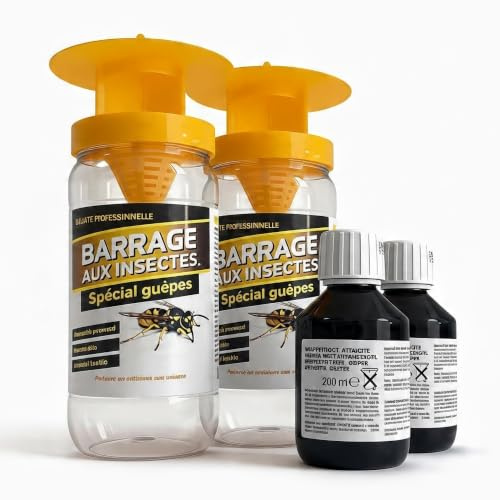 Piège à Frelon Asiatique et Guêpes avec Super Attractif Liquide - Qualité Professionnelle - Bouteille Piège avec Entonnoir - Anti Guêpes et Frelons pour Extérieur - Réutilisable (2, Unique)