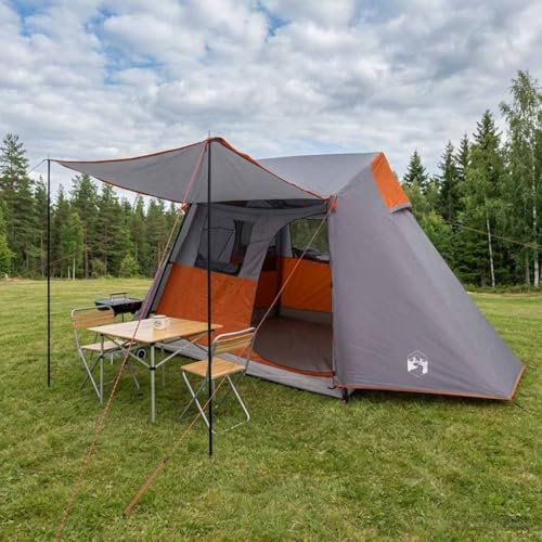 LoogCape Tunnelzelt Grau Orange 475 x 220 x 192 cm 8,97 m² aus 185T Polyester PU Beschichtung mit Glasfaserstangen für Gruppen Camping Festival Wetter Schutz