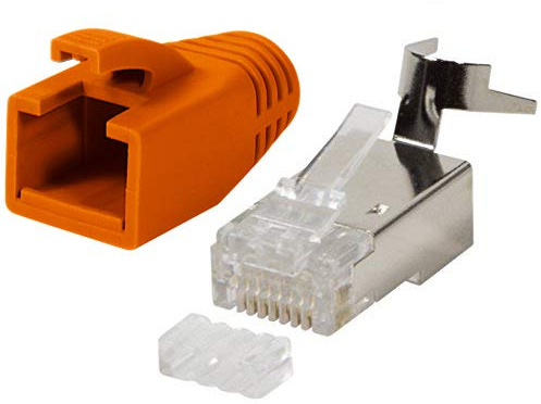 odedo® 10 unidades Crimp conector Naranja Cat 7, cat 7 a, cat 6 A para cat5sh – Hasta 8 mm 10 Gbit Gigabit Ethernet Starre o flexible conductores 1.2 mm de 1.45 mm RJ45 conector metal