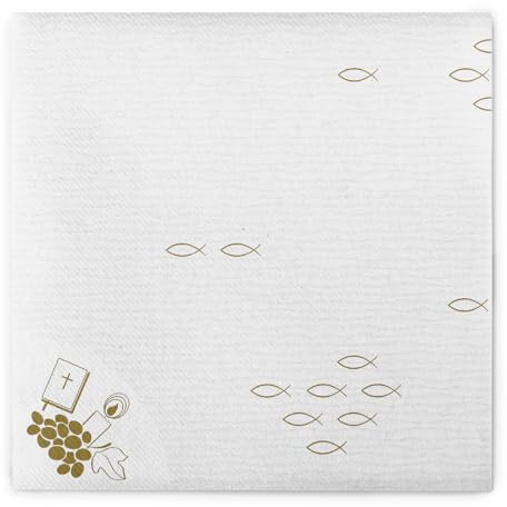 Mank GmbH Airlaid-Servietten 40x40 cm | Premium Einweg-Serviette | textilähnlich und saugstark | perfekt für Feste & Feiern | 50 Stück | Kommunion/Konfirmation Fisch