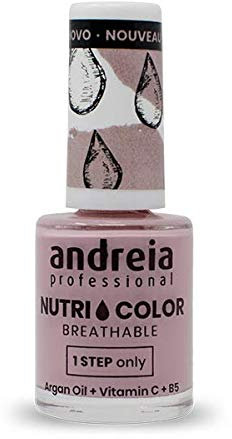 Andreia Professional NutriColor Atmungsaktiver Nagellack - Veganer und Tierversuchsfreier - Nagelkunst Nagellack mit langanhaltendem Glanz-Finish - Farbe NC5 Pink - 10.5ml