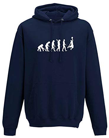 Hoodie Evolution Basketball Dunking Sport Jordan NBA 10 Farben Herren XS - 5XL DBB Alba Brose 46ers Olympia Bulls Celtics Spurs, Größe:XS, Farbe:Navy - Logo Weiss