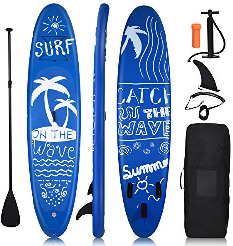 Goplus 9.8'/10'/11' Inflatable Stand Up Paddle Board, 6.5” Thick SUP with Premium Accessories and Carry Bag, Wide Stance, Bottom Fin for Paddling, Surf Control, Non-Slip Deck, for Youth and Adult