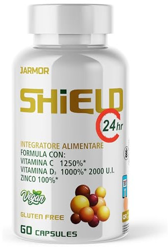 Vitamina C 1000 mg, Vitamina D e Zinco, 60 Capsule, Sistema Immunitario, Pelle, Ossa, Unghie, Capelli, Vitamina C e D Zinco Citrato, Acido Ascorbico Vitamina C e D3, Zinco J.Armor