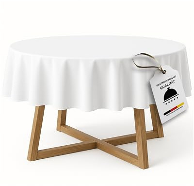 texpot Damast Tischdecke 180 cm rund 100% Baumwolle weiß Tafeltuch Tischwäsche