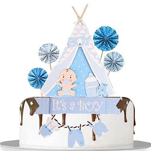 Babyparty Tortendeko Junge It's A Boy Tortendeko set für Taufe Deko Junge Baby Geburtstag Kuchendekoration