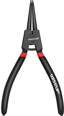 WISEUP Circlip Pliers, 170mm Internal Straight Tip Pliers, Industrial Carbon Steel Split Ring plier, high Hardness, not Easy to Break, Ergonomic Handle snap Ring plier
