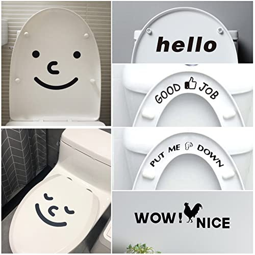 Sticker Fun Abattant Toilette, 'Put Me Down' Stickers WC Décor d'autocollants muraux de salle de bain Smiley Face (paquet de 6)