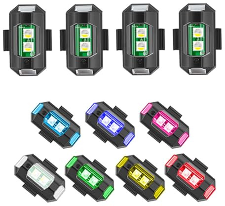 4 Stück Strobe Drone Light Blitzlicht, 7 Farben Led Aircraft Strobe Lights & USB Charging Blitzlichter Drone Night Light für Drohne