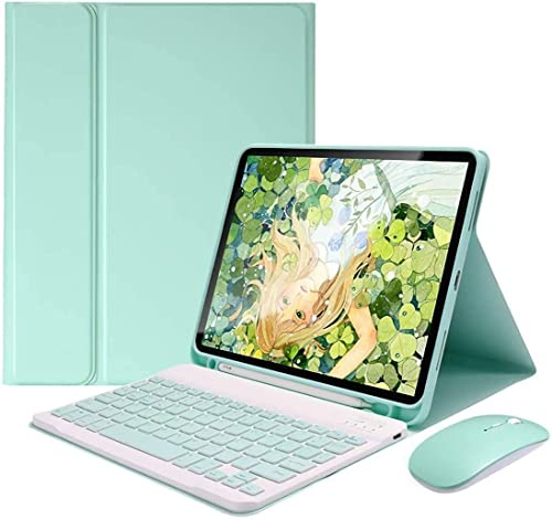 QIYIBOCASE Keyboard Case with Mouse for iPad Air 11-inch (M4/M3/M2) /Air 5th/4th Gen, Candy Slim Detachable Magnetic Keyboard Mouse Set with Pencil Holder (Mint Green)
