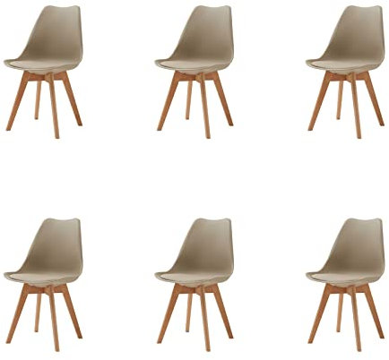 HJhomeheart Esszimmerstuhl 6er Set, Massivholzbeine, Abnehmbares Stuhlkissen, Küchenstuhl, Moderner Stuhl (Beige-6)
