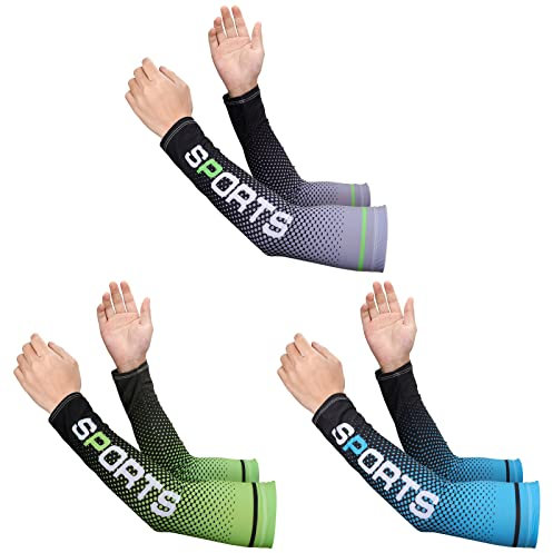 Jupsk 3 paia manicotti da braccio uomo, maniche da braccio di protezione UV Copertura del braccio di raffreddamento Maniche per braccio all'aperto estivo Maniche per braccia di protezione solare
