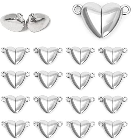 20 Stück Magnet Schmuck Verschlüsse Herzförmig, Magnetverschluss Magnetische Karabinerverschluss Kettenverschluss Schmuckverschluss Ketten für DIY Halskette Armband Machen Ketten