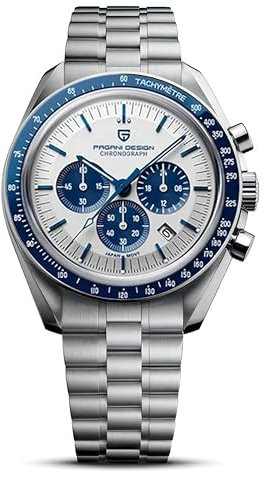 Pagani Design 1701 Herrenuhr Herren Quarzuhr, Japanisches VK63 Uhrwerk, 100 Meter wasserdicht, Saphirglas Chronograph, Luxus-Sportuhr aus Edelstahl.