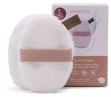 Waschies doppelseitige Körperreinigungspads/Peeling Pads – 2er-Set Weiß – 2in1 sanfte Ganzkörperreinigung & tiefenwirksames Peeling – waschbar, wiederverwendbar & nachhaltig – für alle Hauttypen