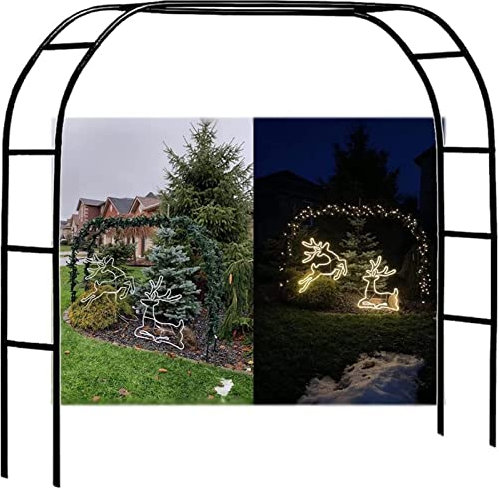 Arche Jardin Aluminium Largeur, Arche À Rosiers Métal, Filet À Plantes Grimpantes, Filet de Treillis, pour Récolte de Concombres, Légume, Vignes, Plantes Grimpantes,Noir,180x220x40CM