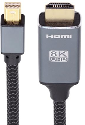 cablecc 8K 60Hz MINI-DP auf HDMI Stecker Mini DisplayPort 1.4 Quelle auf HDMI 2.0 Display UHD 4K Monitorkabel 1,8 m