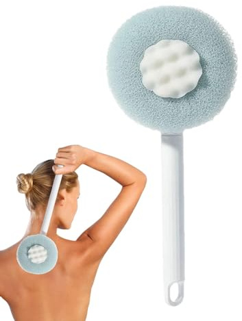 Brosse à dos à long manche pour douche – Brosse de douche rétractable double face avec éponge douce – Brosses nettoyantes en profondeur pour le corps, exfoliant pour le corps pour salle de bain