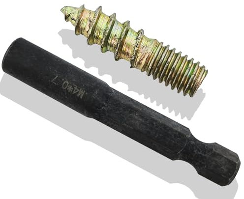 M4 Hanger Bolt Driver,20pcs M4x16mm Hanger Bolts Assortment Kit with M4x0.7mm Driver,Double Headed Bolts Self-Tapping Screws,Grade 4.8,Iron, Color Zinc Plated Finish