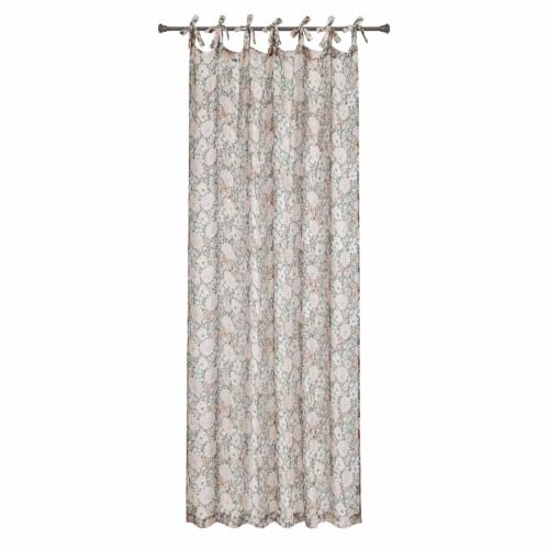 Loberon Gardine Cappellina, rosa | Florales Muster, Lichtdurchlässig, Sanfte Pastelltöne, mit Dekorativen Bindebändern, Fensterdekoration, Vorhang, Leinen