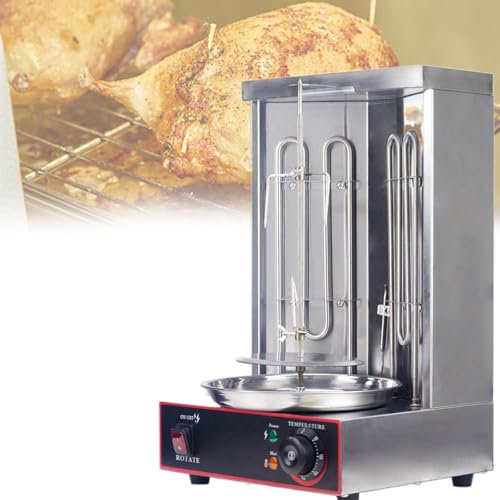 Beachtiful Parrilla de Horno Asador Vertical, Máquina de Parrilla, Máquina de Kebab Doner Eléctrica, Máquina de Parrilla Gyro, Caldera Vertical con 2 Tubos de Calentamiento, para Carne, Pollo,220V