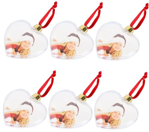 Cabilock 6St Fotokugel-Anhänger Herz Fotorahmen Fotos klare befüllbare Kugeln Rundes Krippendekoration Tag plastikkugel kunststoffkugel Hochzeitsdekoration Fotohandwerk Weiß